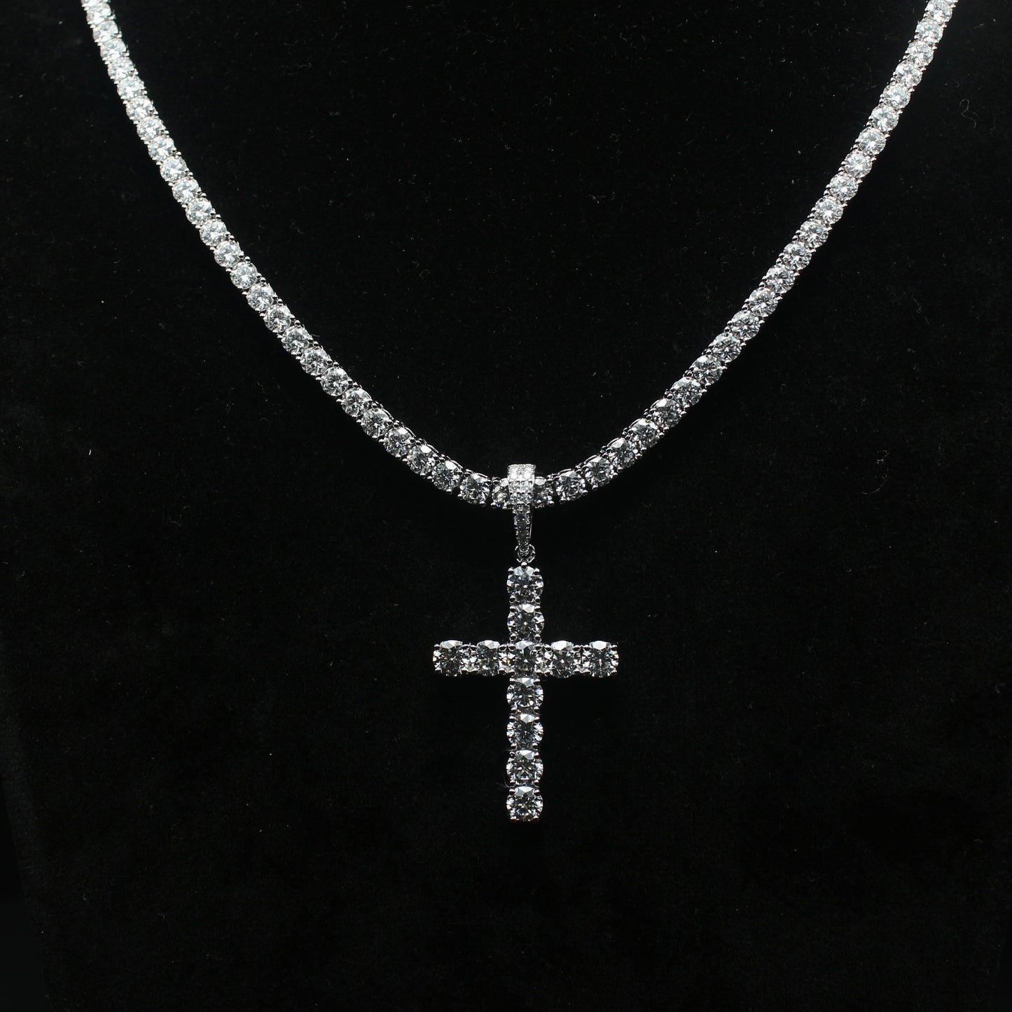 Combo Set of 4mm Tennis Chain and Cross Pendant - TMT The Money Thing